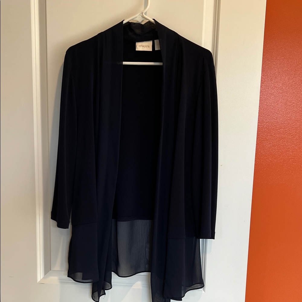 Chico's Navy Open-Front Blazer